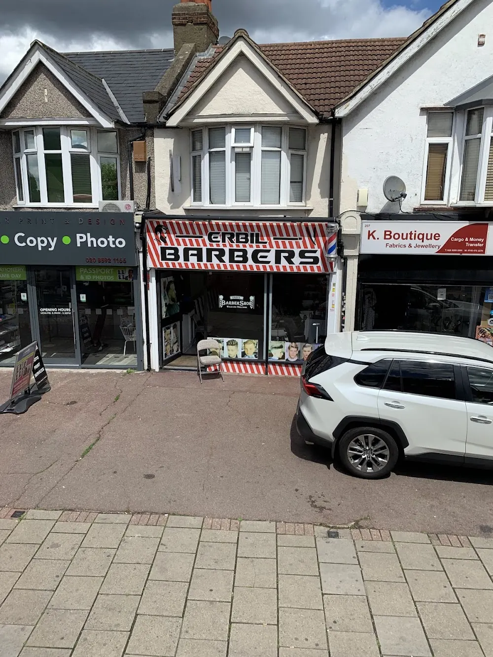 The Erbil Barbers shopfront on Oxlow Lane