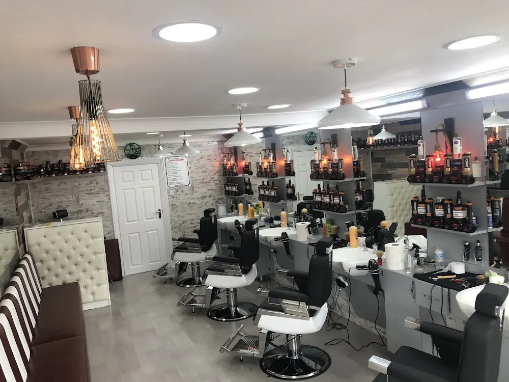 White barber chairs and mirrors